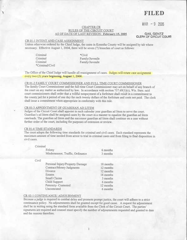 Kenosha Circuit Court Rules