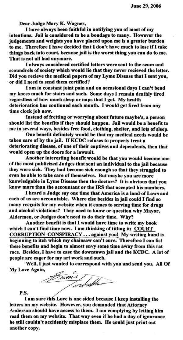 Letter to Judge Mary K. Wagner