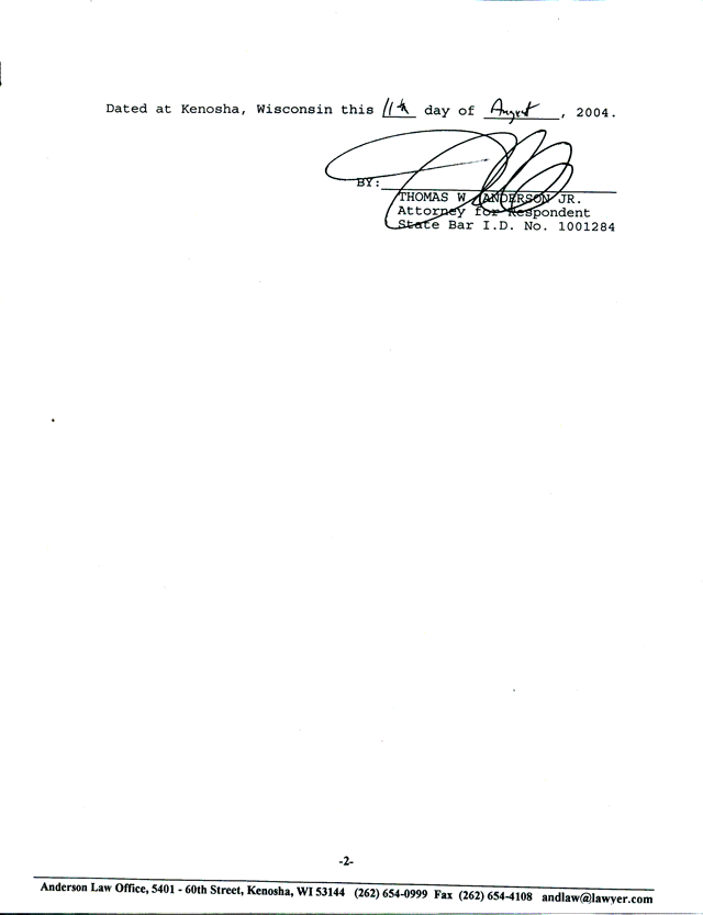 James Alexander letter