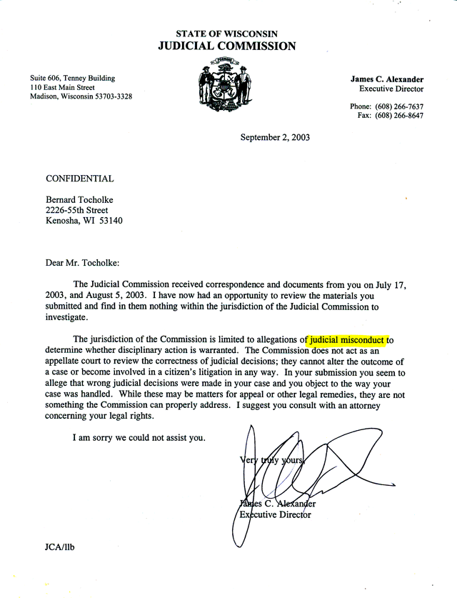 James Alexander letter