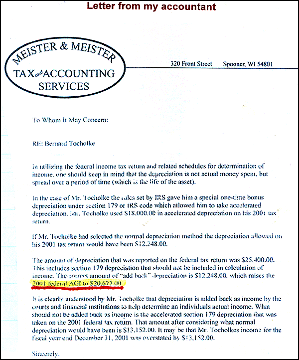 Letter from my accountant